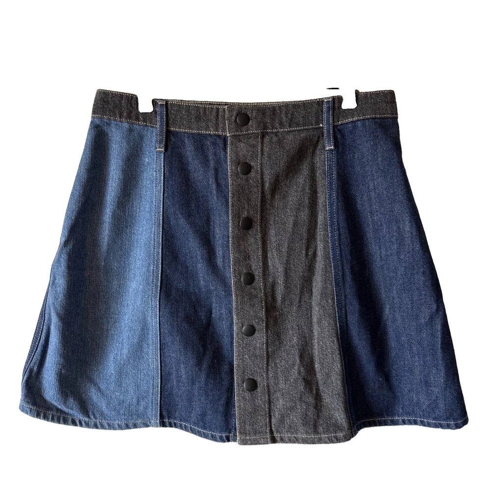 AG Adriano Goldschmied Kety A-Line Colorblock Denim Mini Skirt Size 30